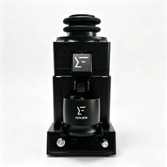 Front view of 98mm burr coffee grinder for espresso prep