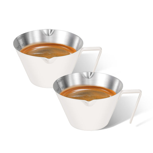 2 Pcs Stainless Steel Espresso Measuring Cups with Handle