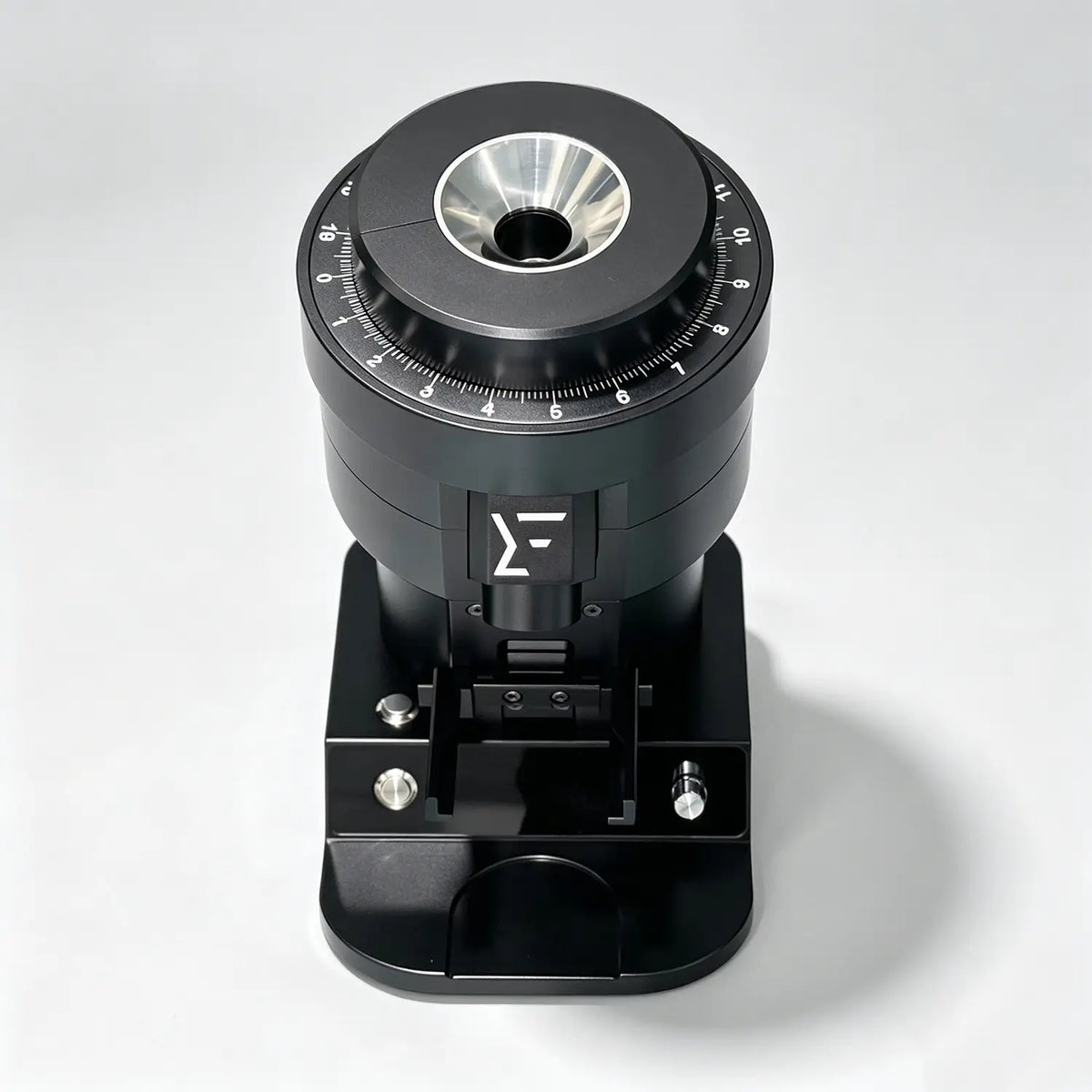 Black 120mm Burr Coffee Grinder Front View