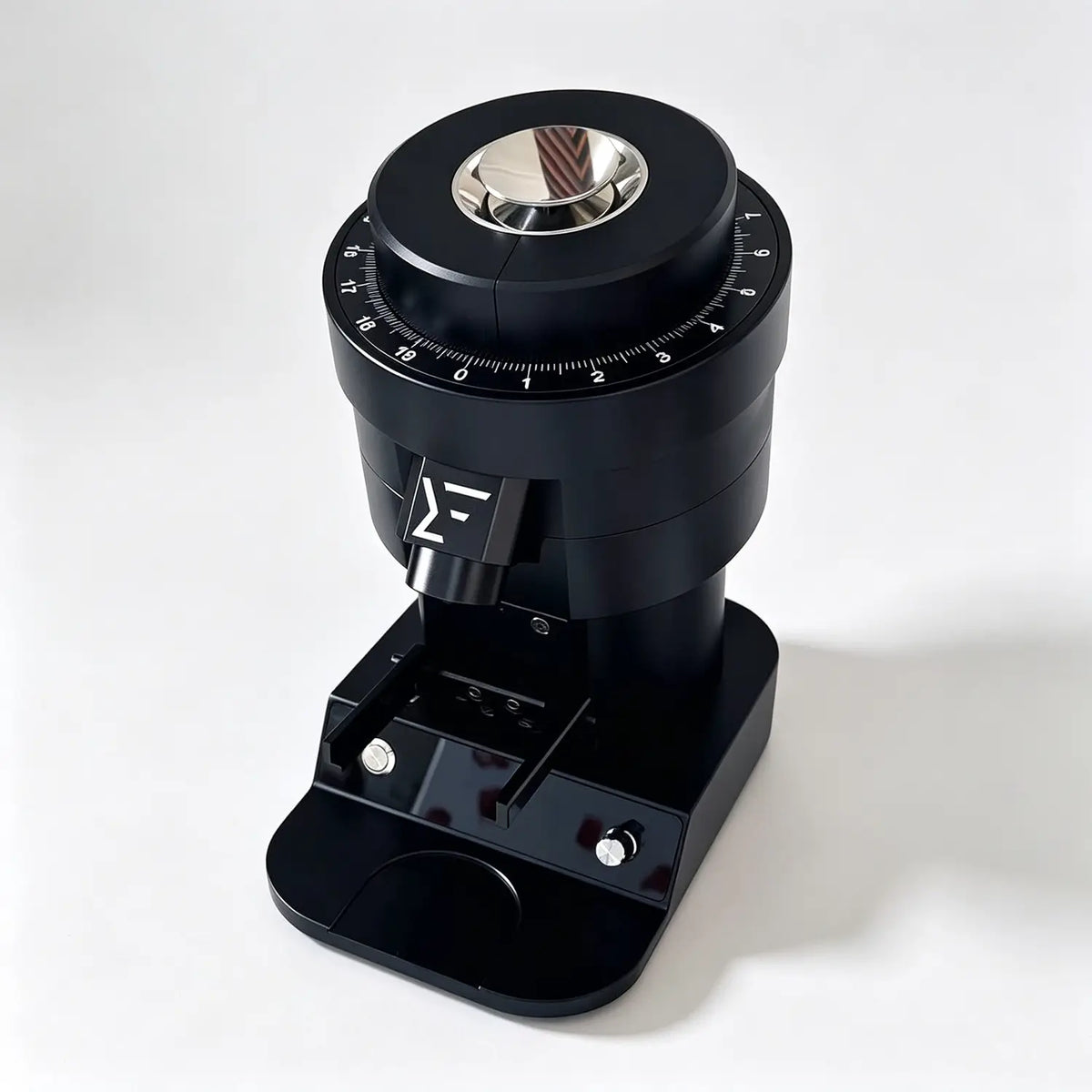 Silver Black 120mm Burr Coffee Grinder Side View