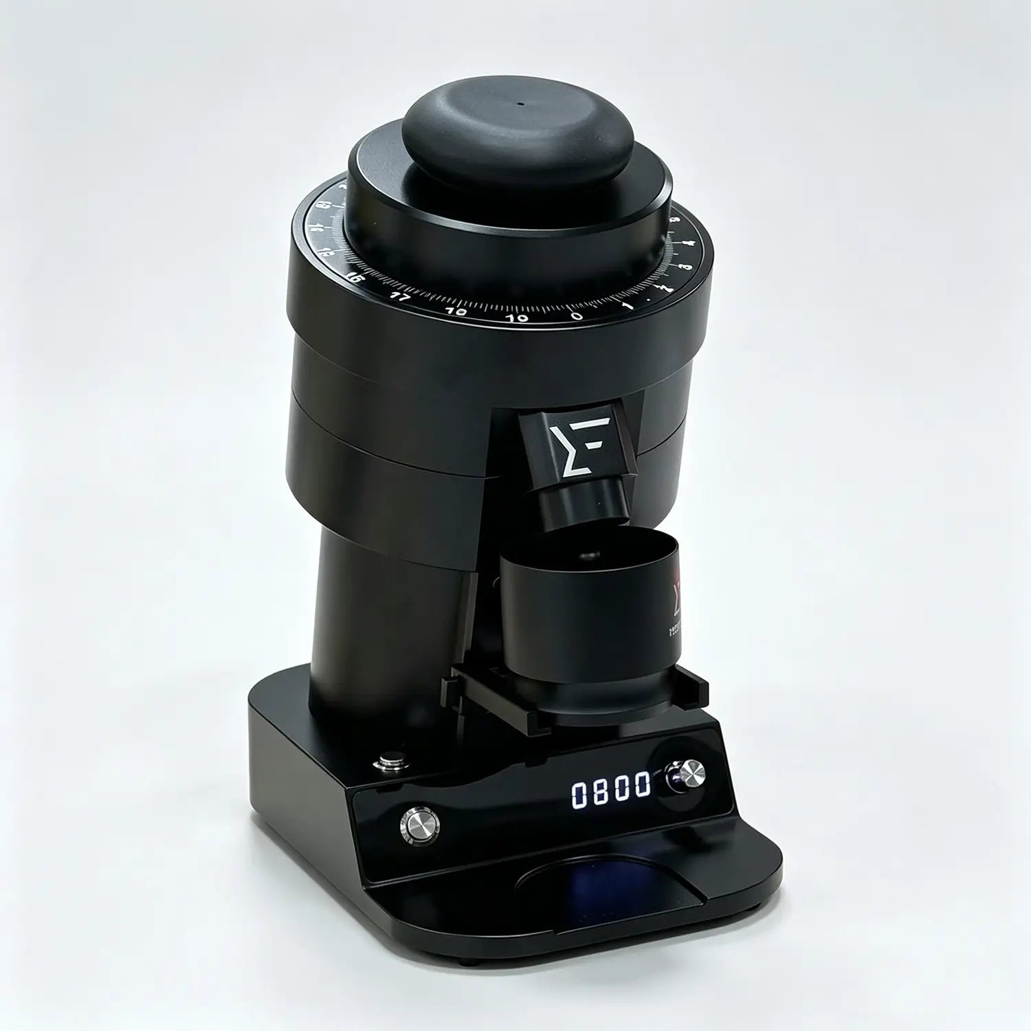 Black 120mm Burr Coffee Grinder Side View