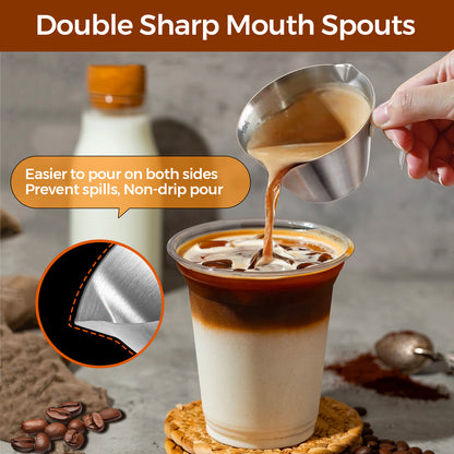 2 Pcs Stainless Steel Espresso Measuring Cups with Handle