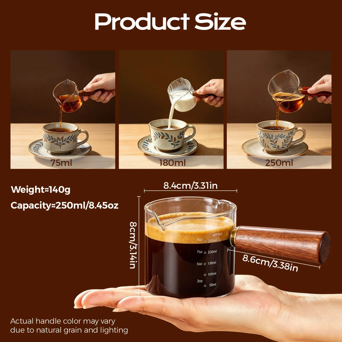 250ml Glass Measuring Cup with Dual Spout