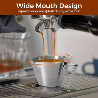 2 Pcs Stainless Steel Espresso Measuring Cups with Handle