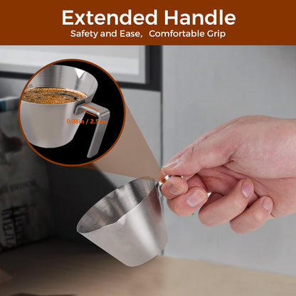 2 Pcs Stainless Steel Espresso Measuring Cups with Handle